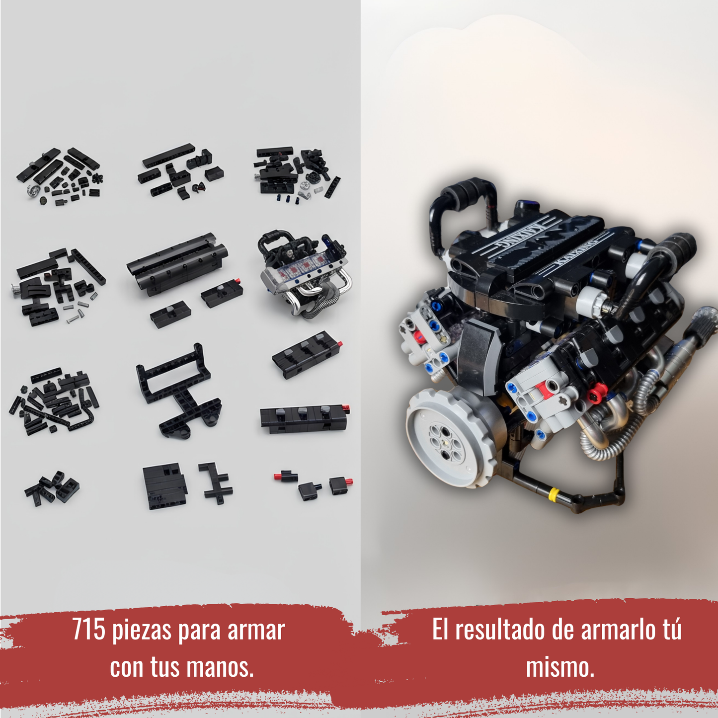 Krobel Motors — Motor V8 Armable 715 Piezas con Control por App y Luces LED