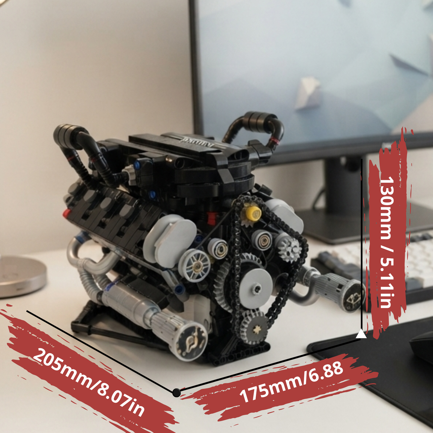 Krobel Motors — Motor V8 Armable 715 Piezas con Control por App y Luces LED